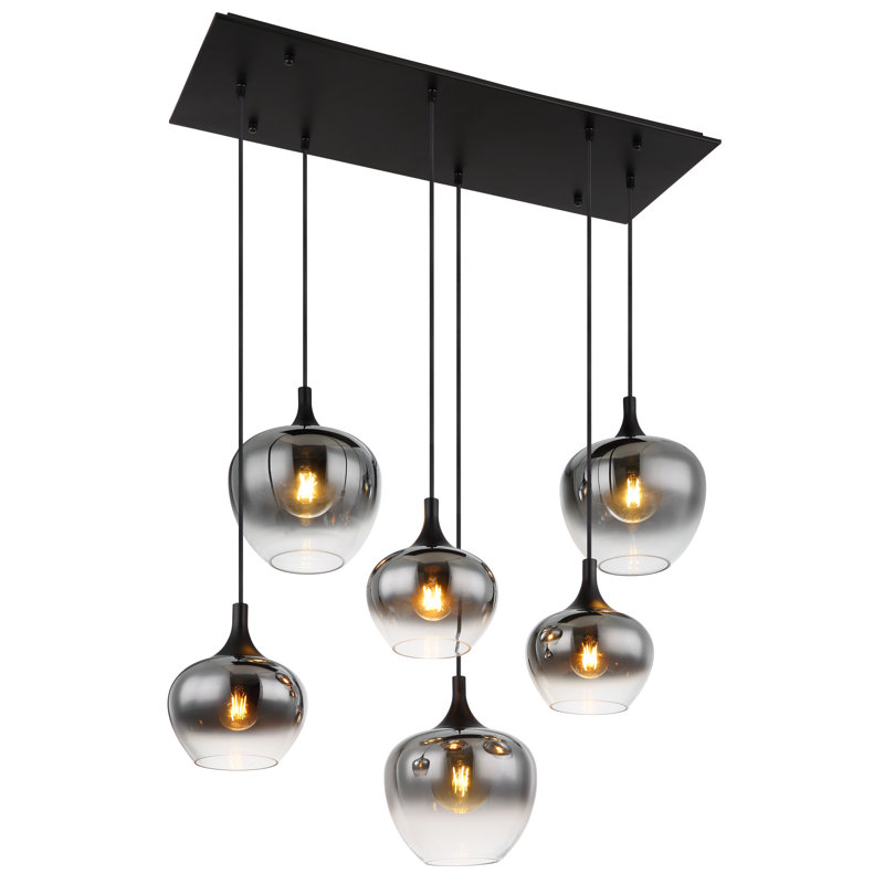 44.1 6 - Light Matte Black Pendant, Smoke colour