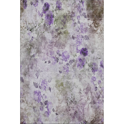 Premium Machine Washable Prisco Purple Rug