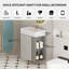 Meuble-lavabo mural avec lavabo en céramique, porte à fermeture douce, tablette de rangement flottante droite, assemblage requis,-133039495