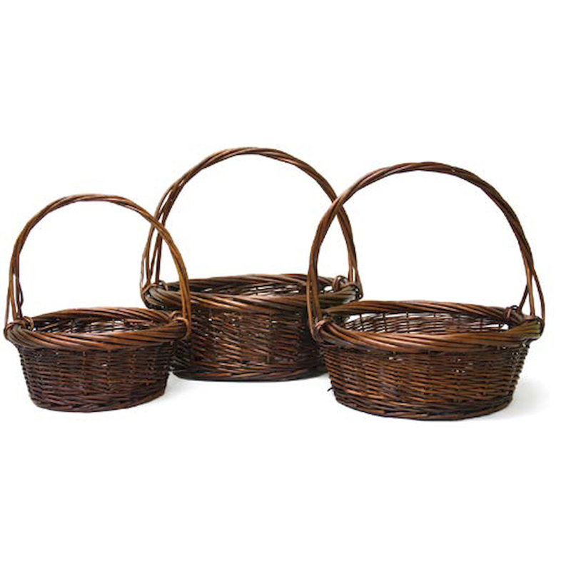 Ensemble 3 pièces de panier à en rotin