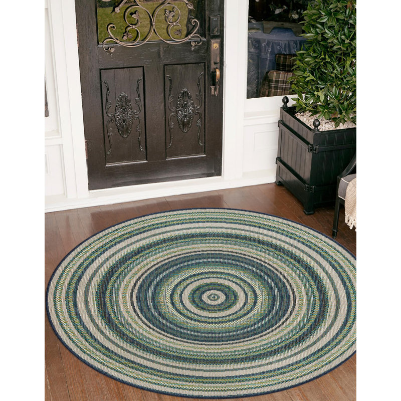 Tavion Geometric Indoor / Outdoor Rug, Round 3'3"