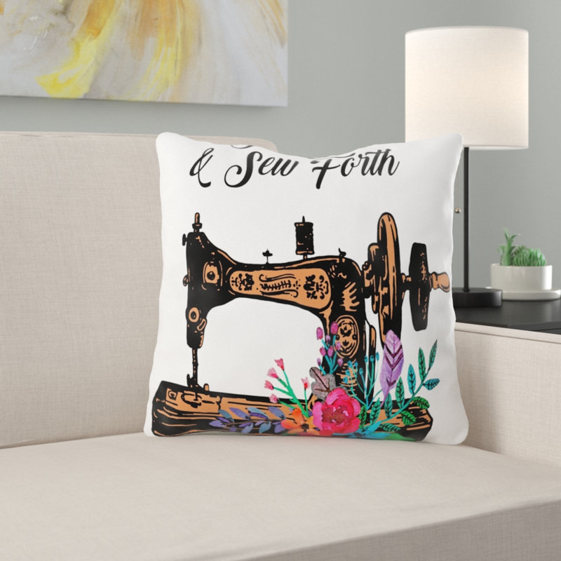 Willena Sewing Machine Throw Pillow, Microsuede, Indoor