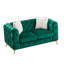 Canapé à compression, velours vert, Chesterfield
