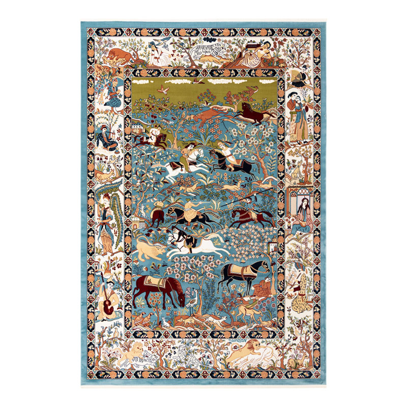 Ledger Oriental Indoor Rug, Rectangle 10' x 14'1", Blue