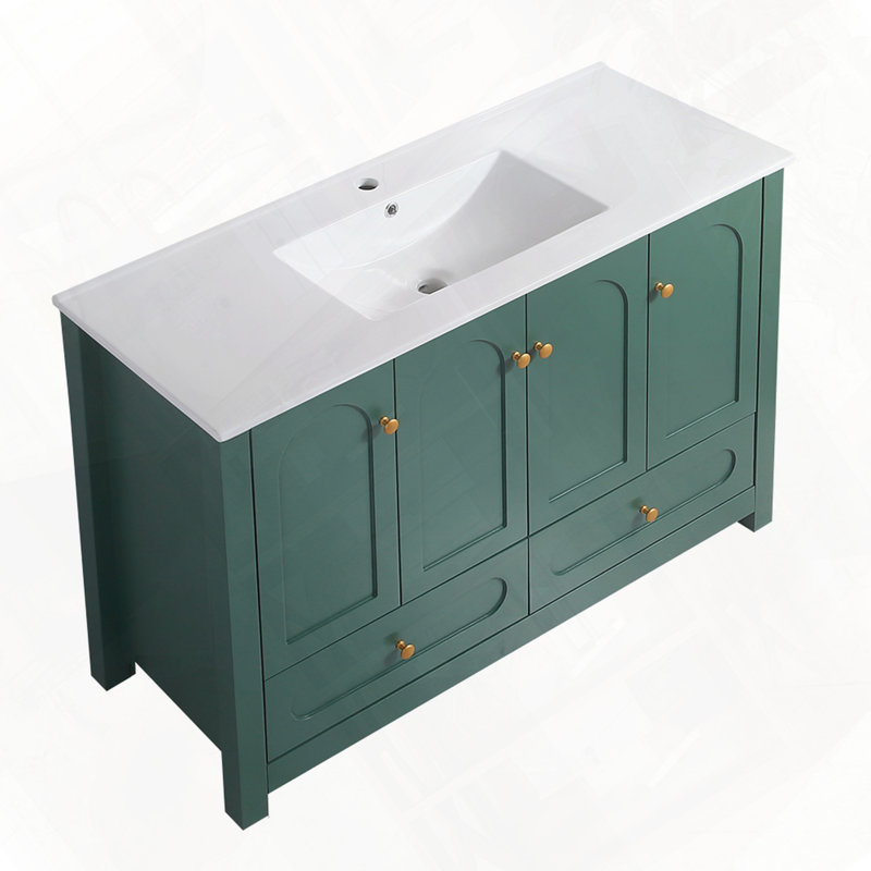 Meuble-lavabo avec lavabo en céramique, Vert