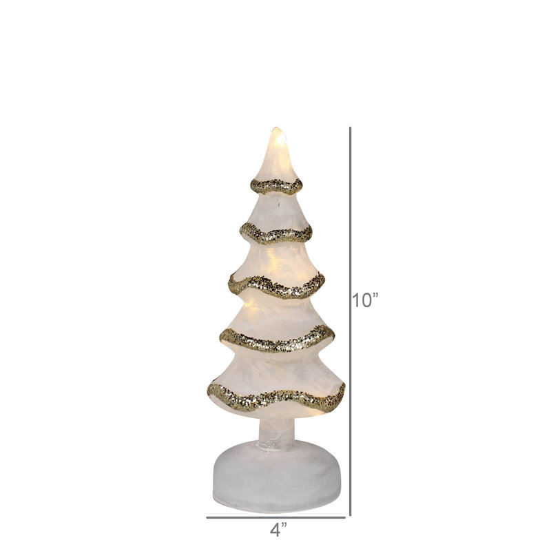 Arbre illuminé, verre - petit, H 10 po x l 4 po x P 4 po