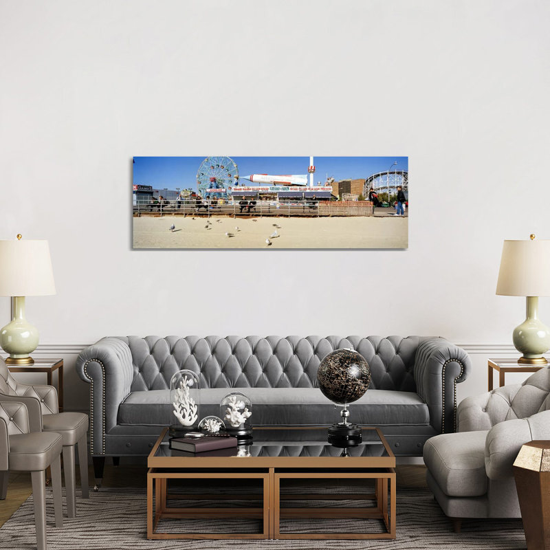 Tourists At An Amusement Park - Wrapped Canvas Panoramic Print, 152.4 cm H x 50.8 cm W x 3.175 cm D