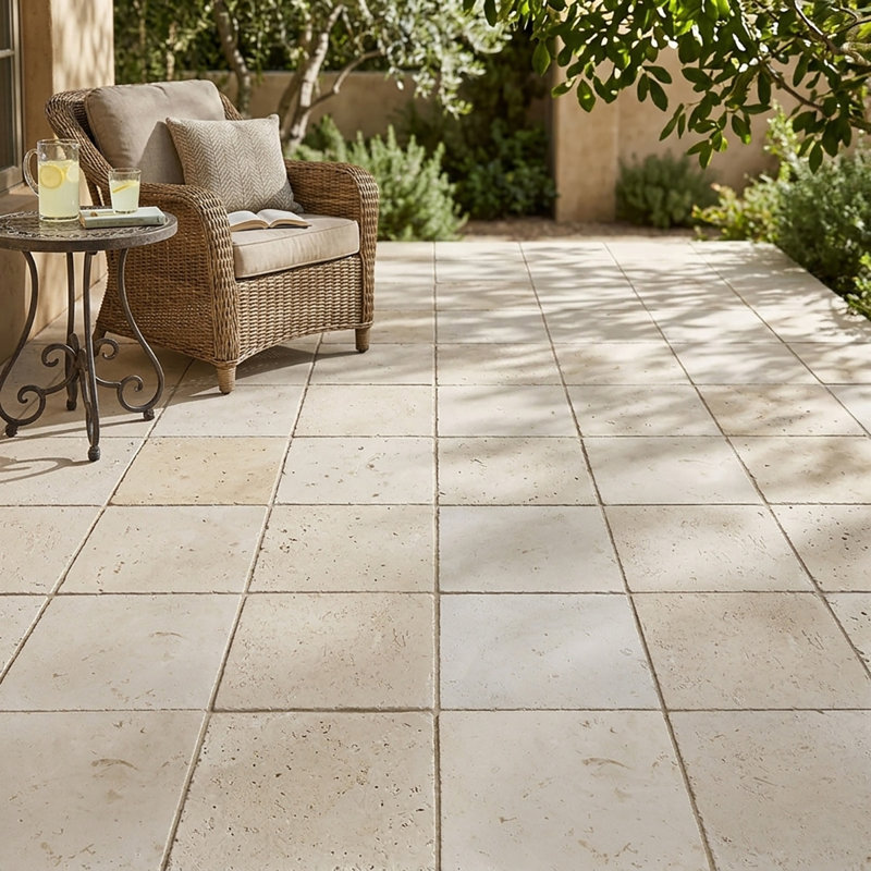 Symra Shell Tumbled 12x12 Limestone Paver