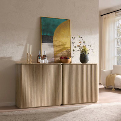 Buffet de 34,4 po, ensemble de 2 buffets avec plateau en faux marbre Horsforth