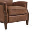 Fauteuil inclinable manuel en cuir véritable avec main courante en bois massif Liauro de 32,3 po de largeur-1867559448