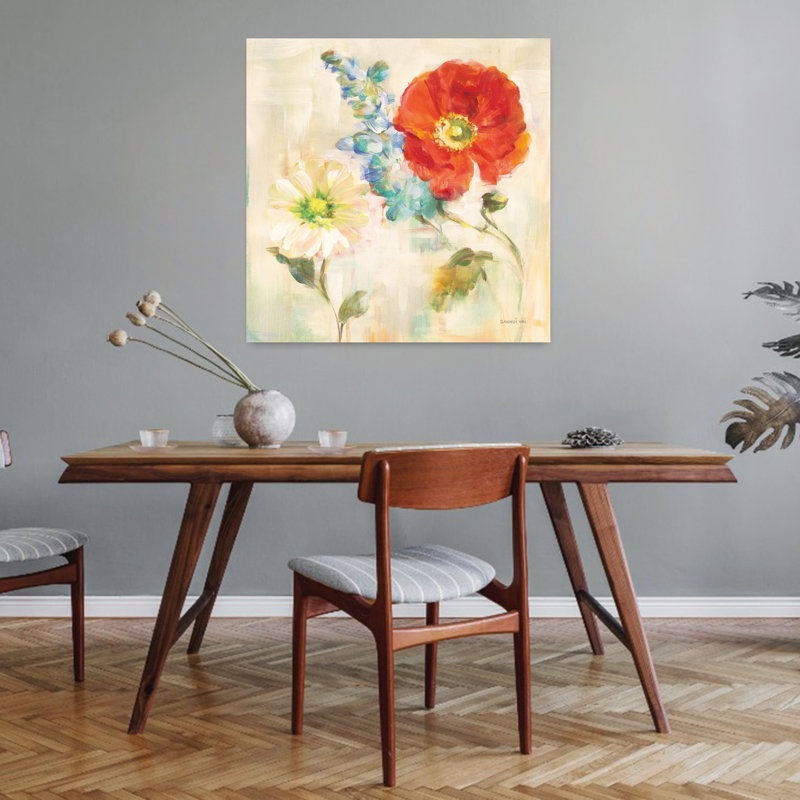 Art contemporain contemporain coquelicot II, H 32 po x l 32 po