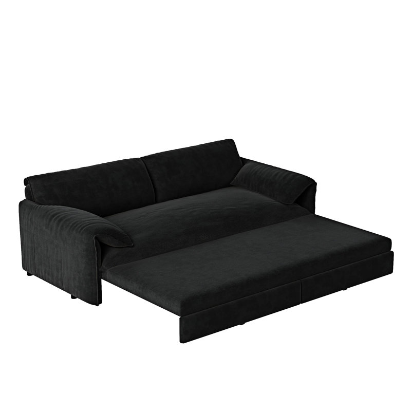 Canapé-lit convertible avec rangement latéral, Noir