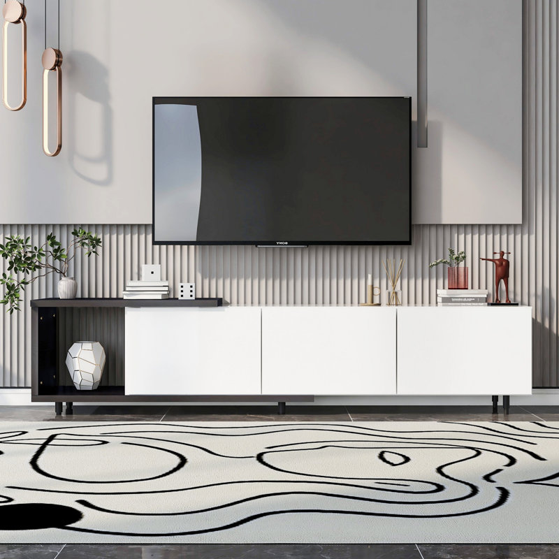 Meuble télé extensible, meuble télé pour téléviseur 80 pouces, Blanc