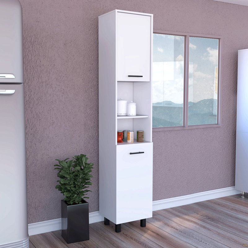 Armoire garde-manger Almada, trois tablettes intérieures, Blanc