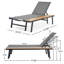 Chaise longue en métal avec dossier réglable et table d'appoint en bois