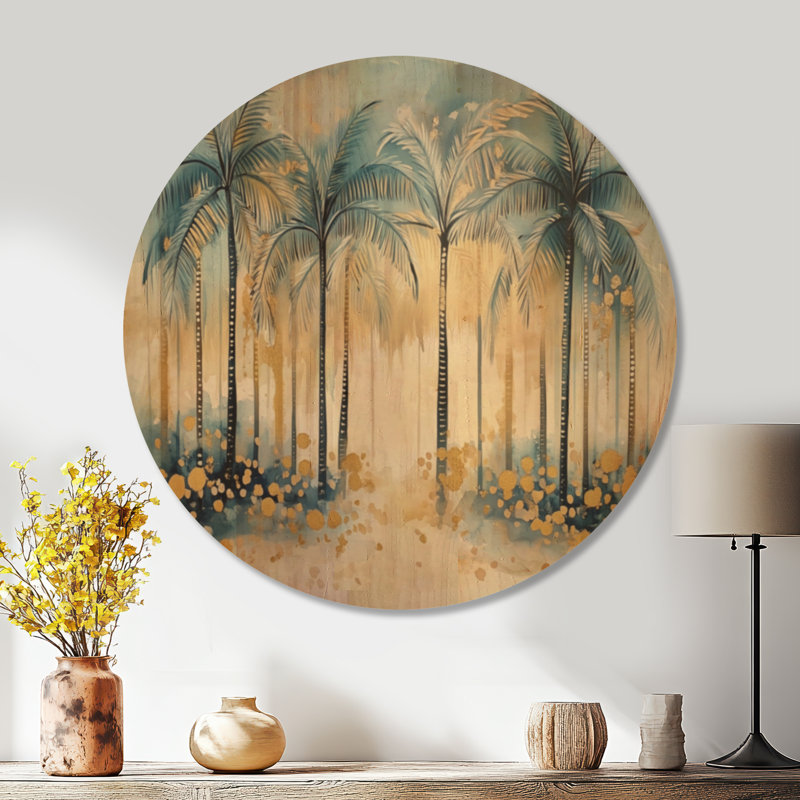 Polli I - Art mural rond en bois tropical, Rond 36 po, Rond