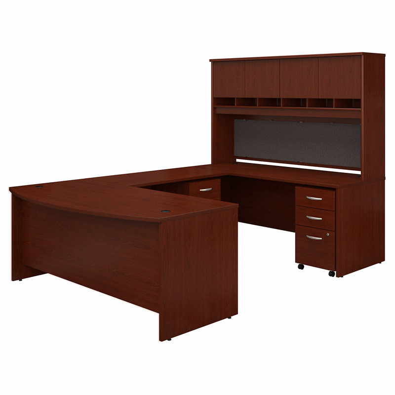 Series C 4 Piece Executive Desk Office Set, Mahogany