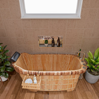 59'' x 26.75'' Soaking Wood Bathtub with Faucet