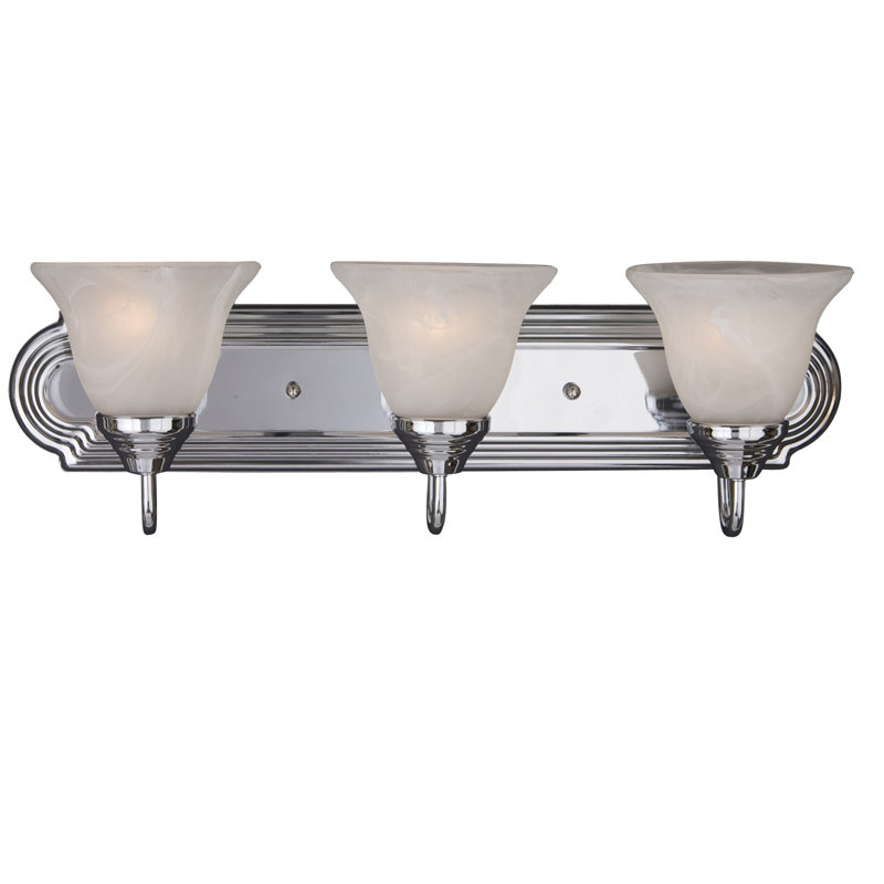 Éclairage pour salle de bain 3 lumières Vincente, Marbre / chrome poli