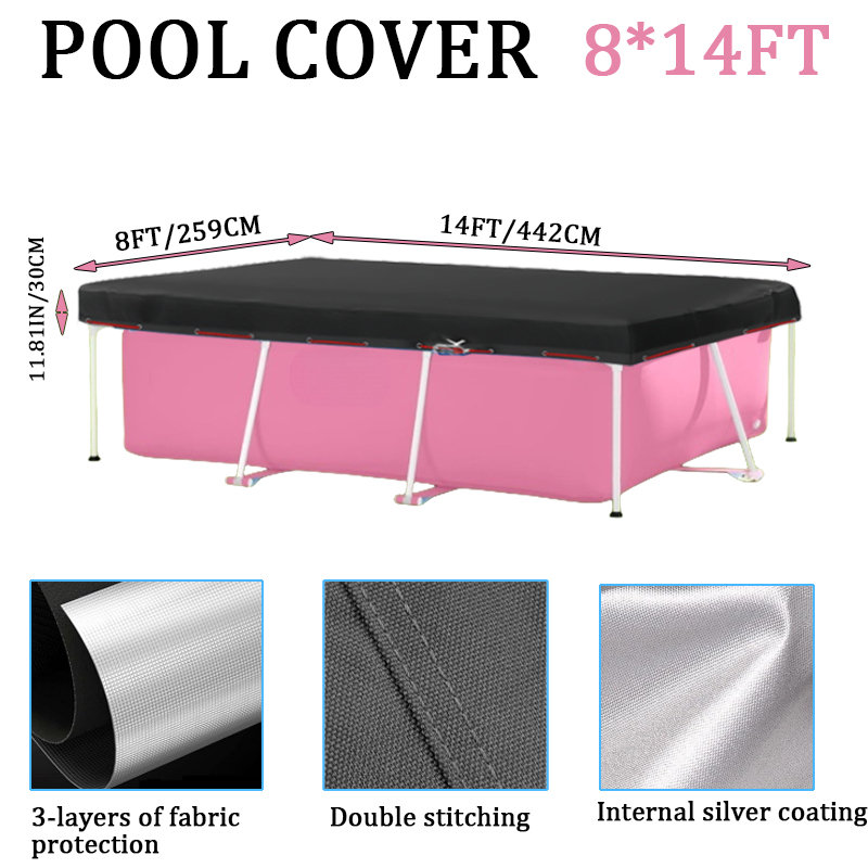 Couverture rectangulaire pour piscine, H 11,8 po x l 168 po x P 96 po