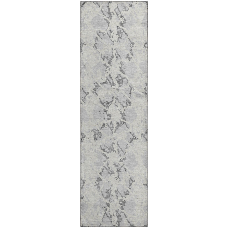 Premium Machine Washable Prisco Silver Rug, Runner 2'3" x 7'6"