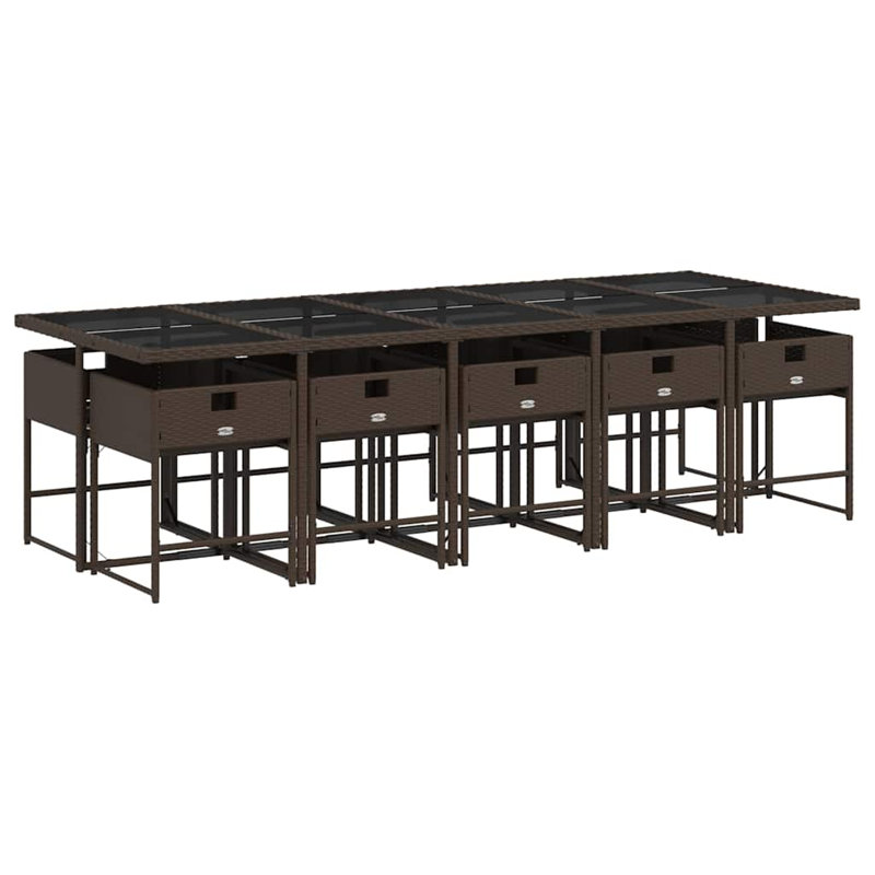 Patio Dining Set with, Cream White, Brown