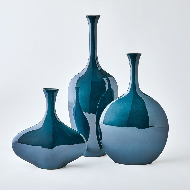 Silhouette Vase-Slim, Overall Height-  16.25", Blue