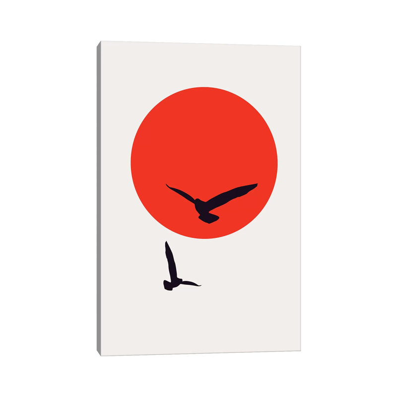 Birds In The Sky - Red by Kubistika - Print on Canvas, 66.04cm H x 45.72cm W x 3.81cm D, Wrapped Canvas