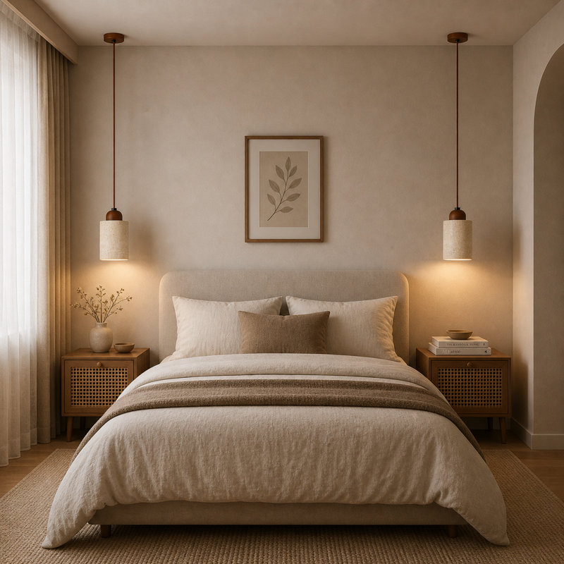 Luminaire suspendu moderne en pierre naturelle et bois