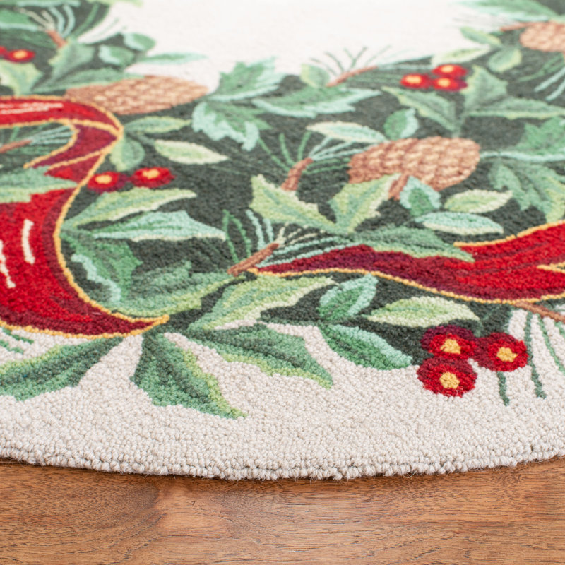 Tapis floral en laine Etta, Rond 5 pi