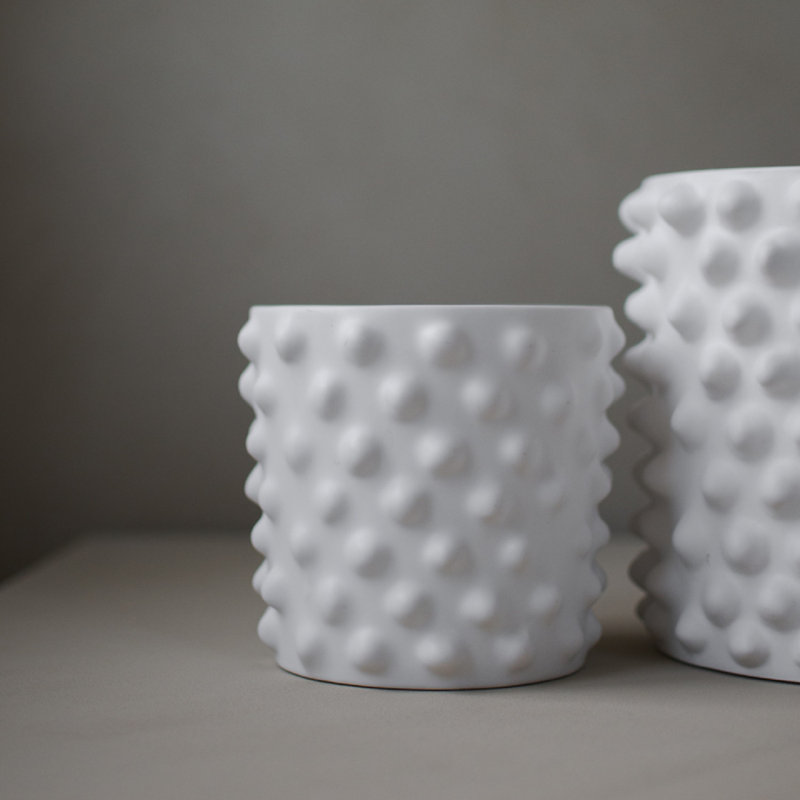 Vase de table en céramique Genesta, H 5,12 po x l 5,91 po x P 5,91 po, Blanc
