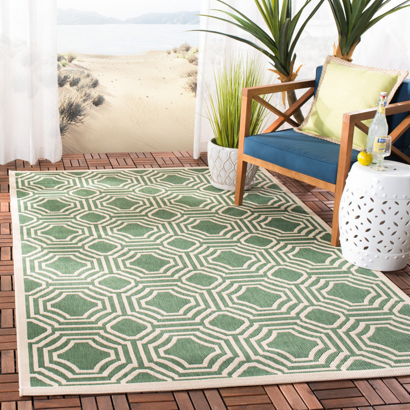 Arneshia Geometric Indoor/Outdoor Area Rug, Rectangle 6'7" x 9'6"