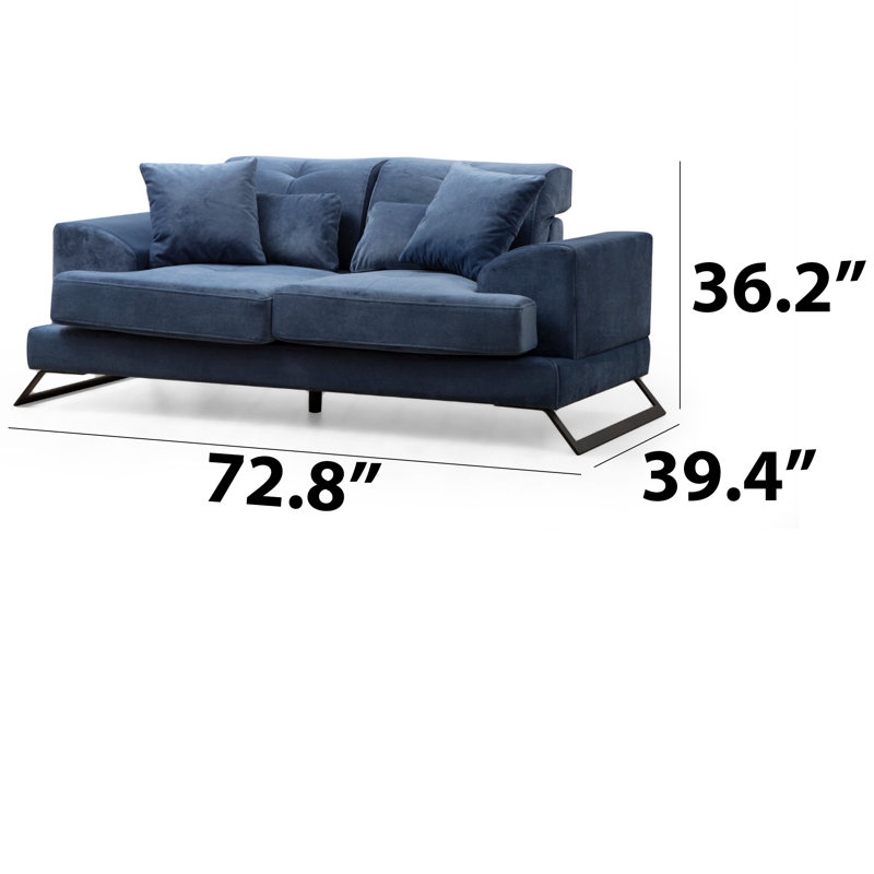 2-Seat Sofa Loveseat With Adjustable Backrest Mechanism, Navy Blue