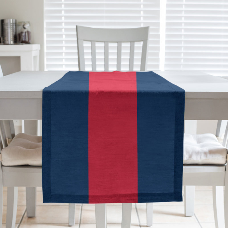 Miami Basketball Table Runner, 72" L x 16" W, Navy Blue/Red/Navy Blue, Cotton Twill