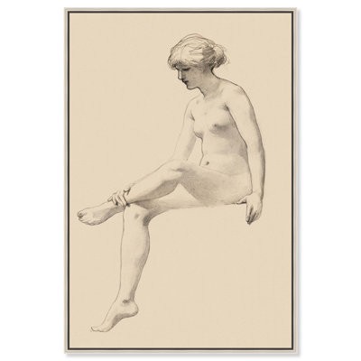 Seated Female Nude Canvas Nude Portrait Wall Art by Art Remedy