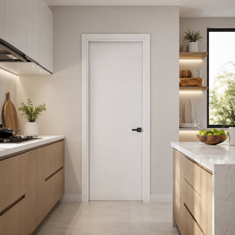 DEPOT E-SHOP 24 in. x 80 in. PVC AquaDoor Kit - Waterproof Interior Slab Door with Adjustable WPC Frame, Weatherstrip and Trim Molding for Bathroom, Kitchen and Laundry Room - Snow White