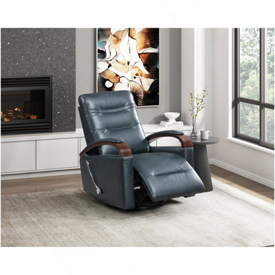 Mobilier de salon luxueux 1 pièce, fauteuil inclinable et pivotant en similicuir rembourré, bleu marine