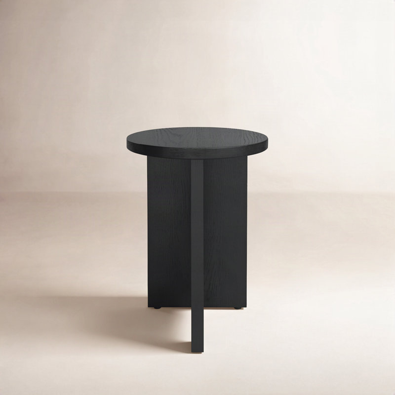 Lille 14" W Round Abstract Accent Table, Black