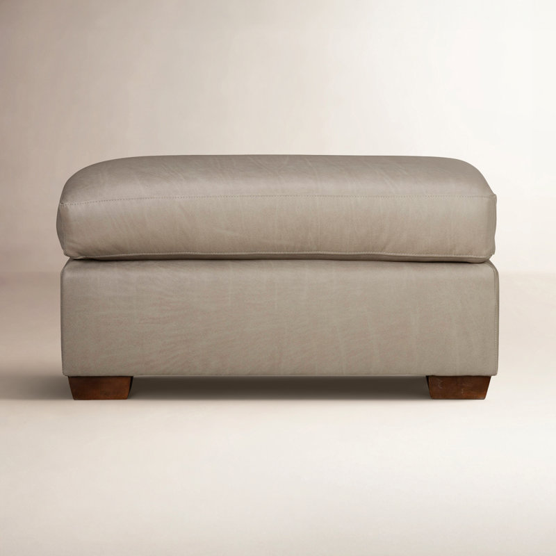 Cranbrook Upholstered Ottoman, Nantucket Stone Genuine Leather