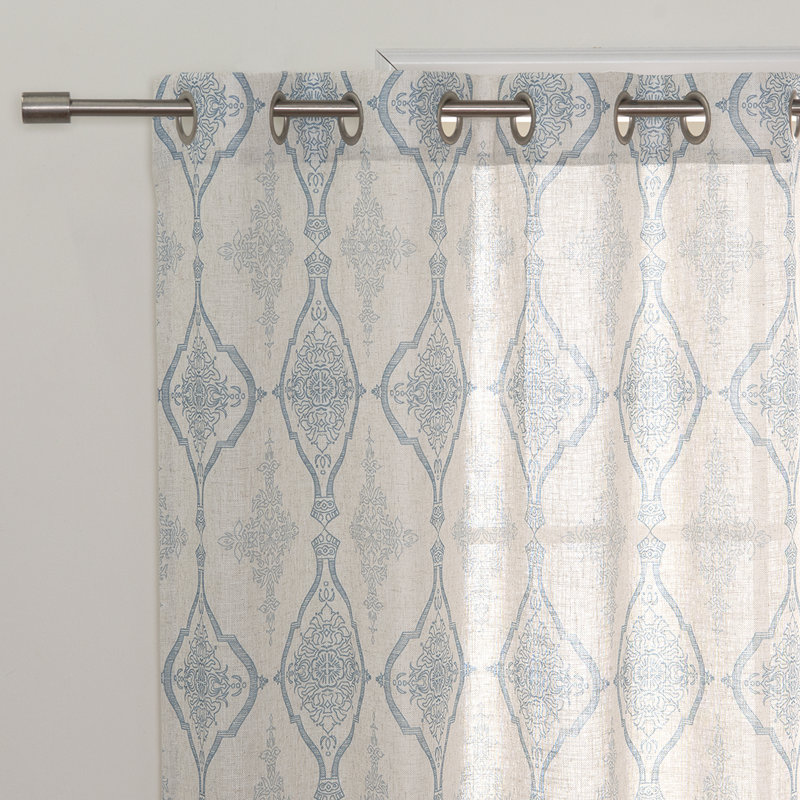 Futrell Semi Sheer Curtain Panel Pair, Blue