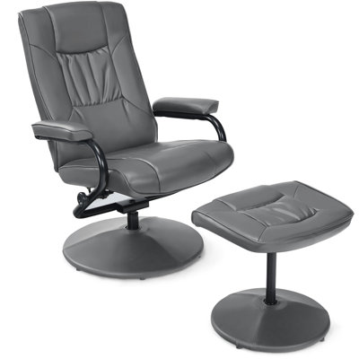 Mcabee Faux Leather Swivel Armchair with Ottoman