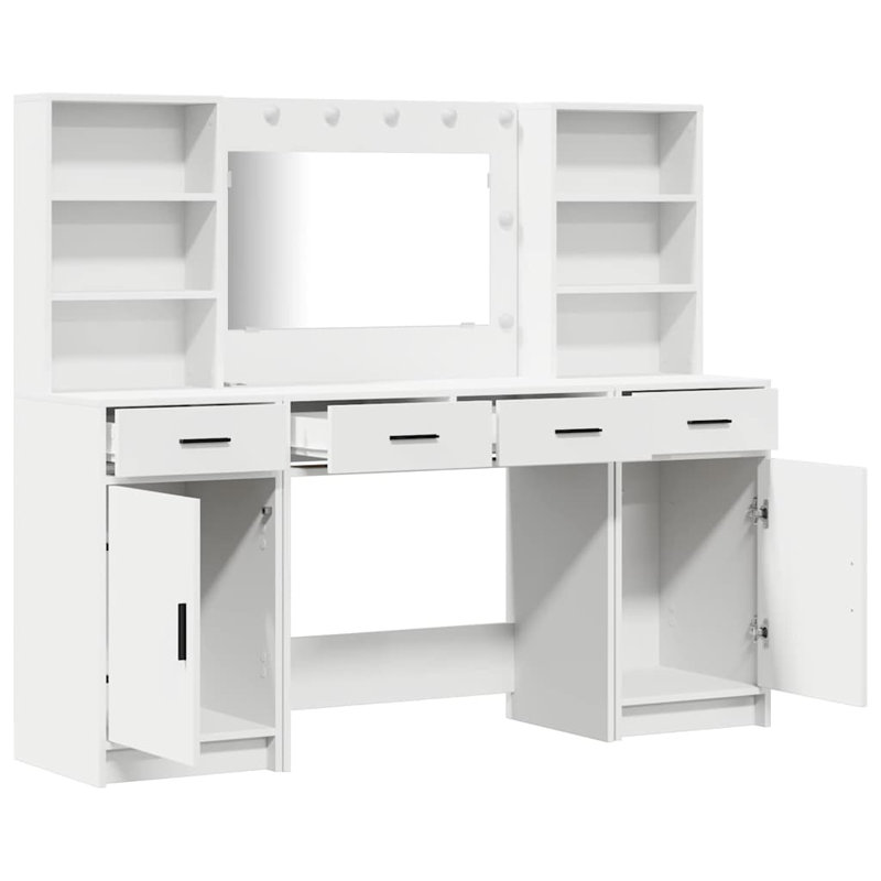 Dressing Table with Mirror, White