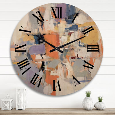 Horloge murale Poetic Expressionism en mauve et orange