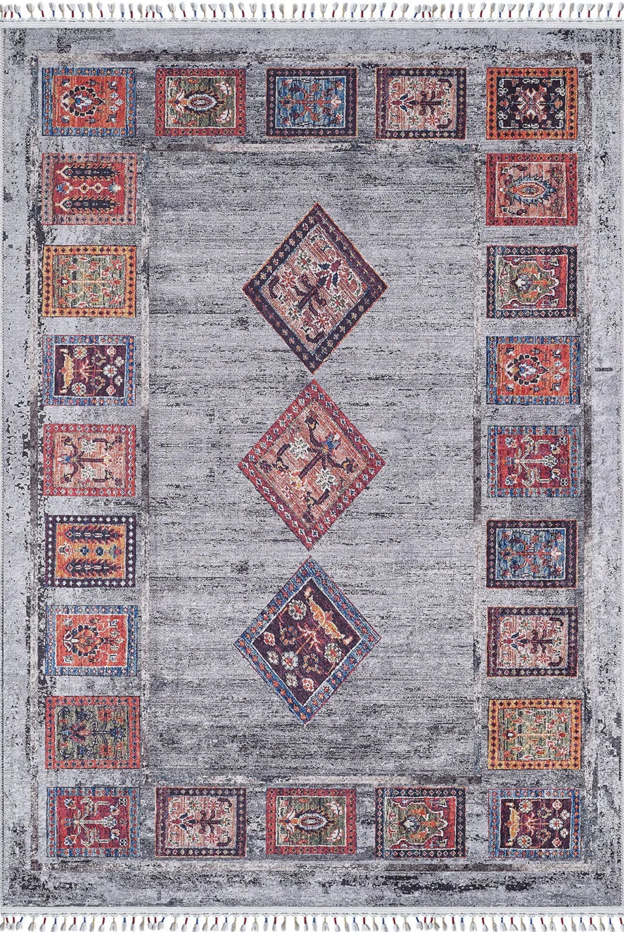 Lofy Kowary Grey Medallion Cotton Digital Print Area Rug Grey | Wayfair