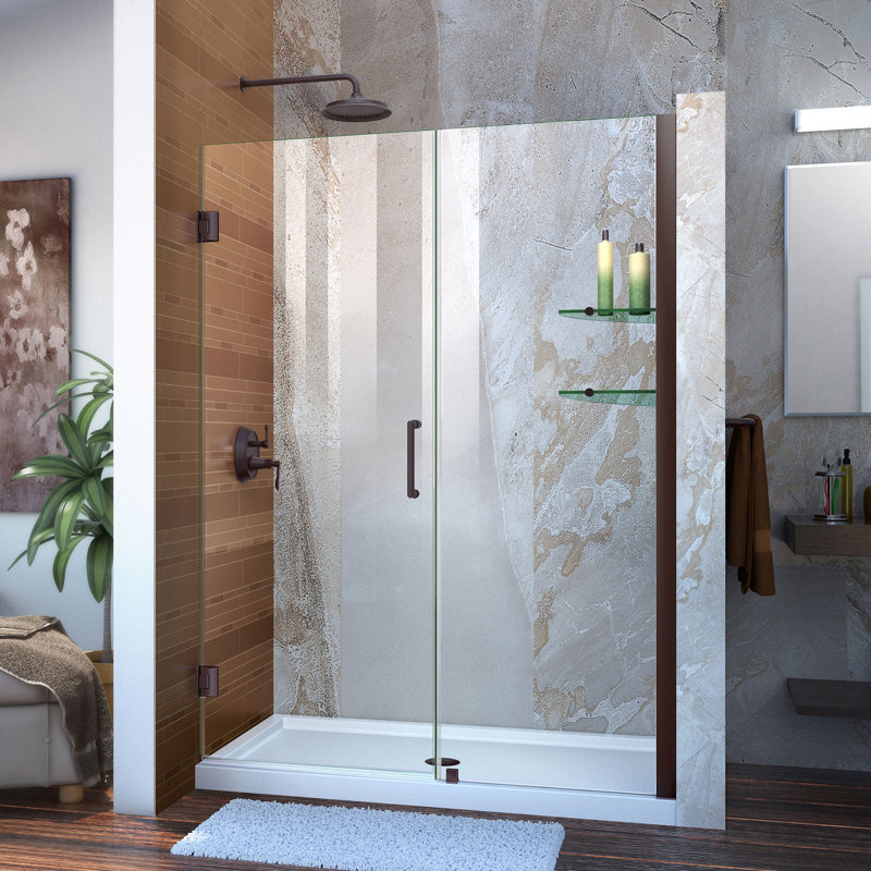 Porte de douche à charnière sans cadre l 48 po x H 72 po Unidoor