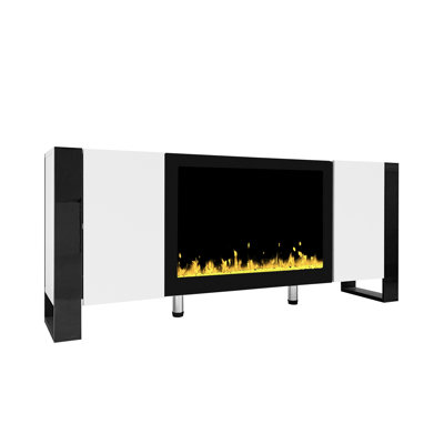 Modern TV Stand with 34.2" Non-heating Electric Fireplace, Media Console for TVs up to 78"