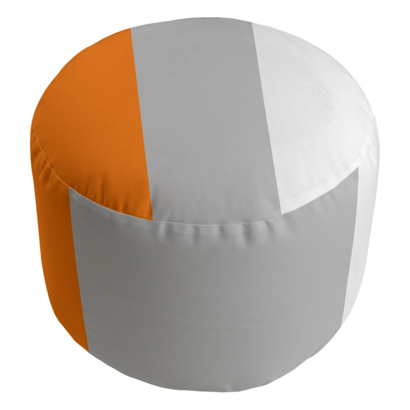 Upholstered Ottoman, Orange/Silver/White