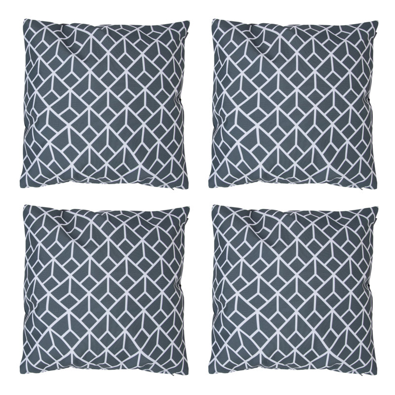 Art Deco Indoor-Outdoor Cushion, Charcoal