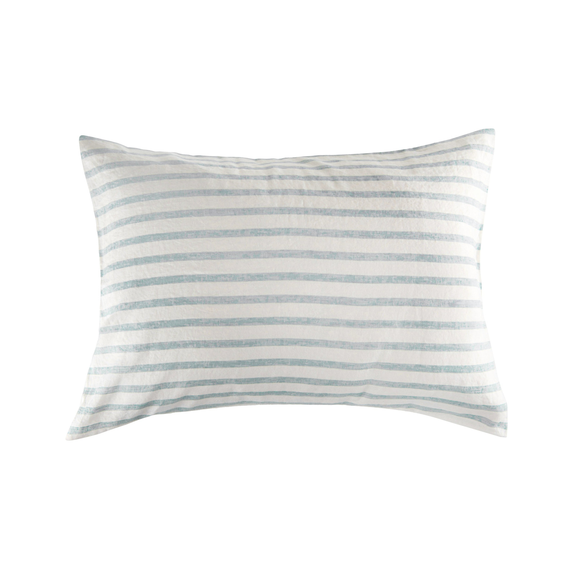 100% French Linen Pillowcase Set, King Pillowcase, Cream/Wave Striped