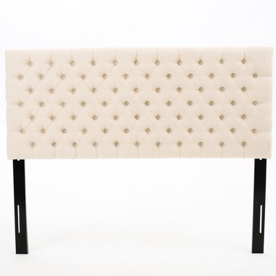 Upholstered Queen Bed Headboard In Beige, Exuding Contemporary Charm Beige Headboard, Fits Bed, Fabric, Assembly Required